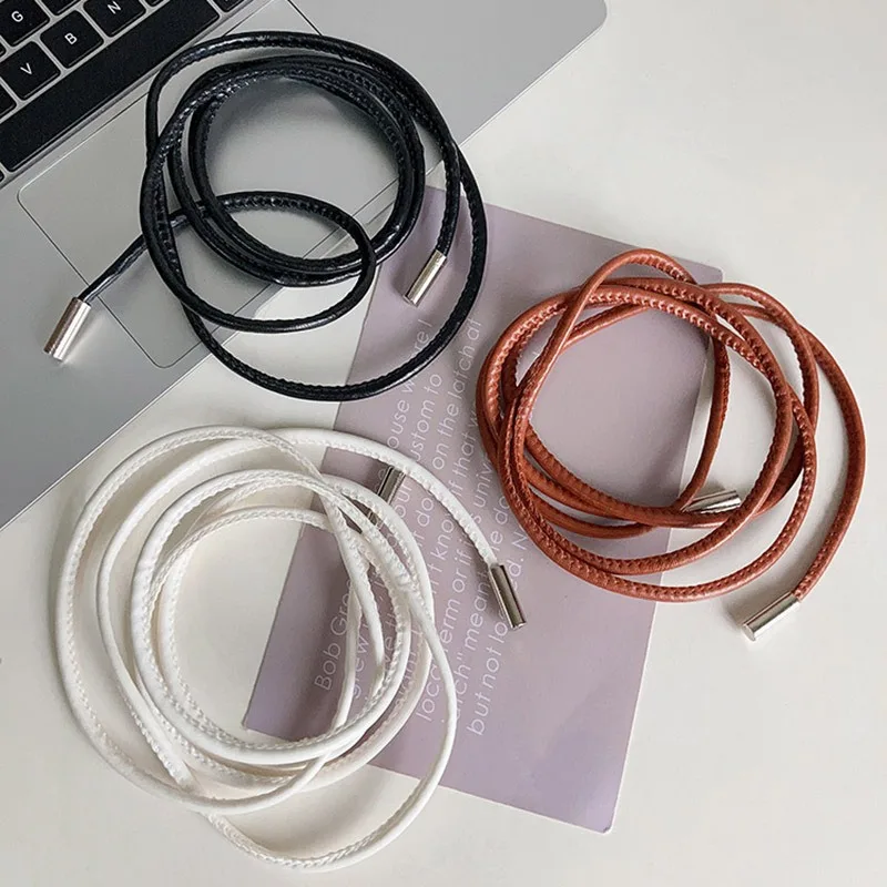 Ceinture en cuir JOThin pour femme, décoration simple avec robe, longue ULnouée, ceinture à cordes vintage