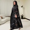 nouveau miyake plissé imprimé veste arabe dubaï style abaya femmes à manches longues conservateur recur musulman trench coat 55 pouces