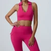 gilet de sport vêtements de yoga dos nu les deux épaules débardeur de sport soutien gorge de sport antichoc avec bonnets amovibles intégrés survêtements