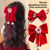 pince à cheveux de style chinois pour fille avec nœud, couronne rouge, pince supérieure, couvre chef de style antique pour enfants, accessoire pour cheveux