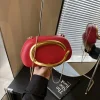 nouvelle pochette poignée en métal design sac de soirée boîte ronde chaîne sac élégant femme sacs à bandoulière pu sac à bandoulière