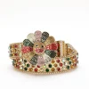 ceinture de luxe en strass colorés, brillant et éblouissant, mode punk hip hop, boucle rotative, style de rue européen