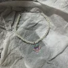 collier élégant avec pendentif en forme de cœur d'amour pour femmes, bijoux y2k, ras du cou en perles d'eau douce
