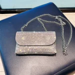 Pochette femme avec strass argent sac à main sur chaîne sac de soirée en cuir PU dames mode soirée sac à bandoulière