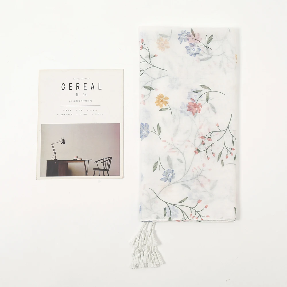 viscose douce coton gland châle imprimé fleuri hijab pour femme musulman décontracté longue écharpe décorer dames bandeau enveloppes 190*90 cm