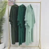 khimar abaya ensemble tissu froissé robe à manchette smockée + 2 couches hijab écharpe vêtements de prière islam jilbabs pour les femmes ramadan musulman