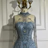 serene hill – robe de soirée trapèze bleue de luxe, personnalisée, avec perles, hijab, modeste, pour femmes musulmanes, robe de soirée de mariage, 2026, cla72704