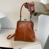 Sac à bandoulière élégant en cuir PU pour femmes, sac à bandoulière de grande capacité, couleur unie rétro, petit sac à main