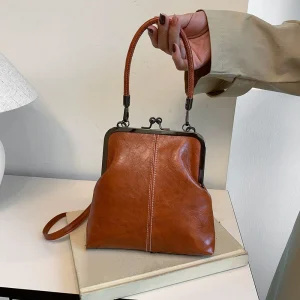 Sac à bandoulière élégant en cuir PU pour femmes, sac à bandoulière de grande capacité, couleur unie rétro, petit sac à main