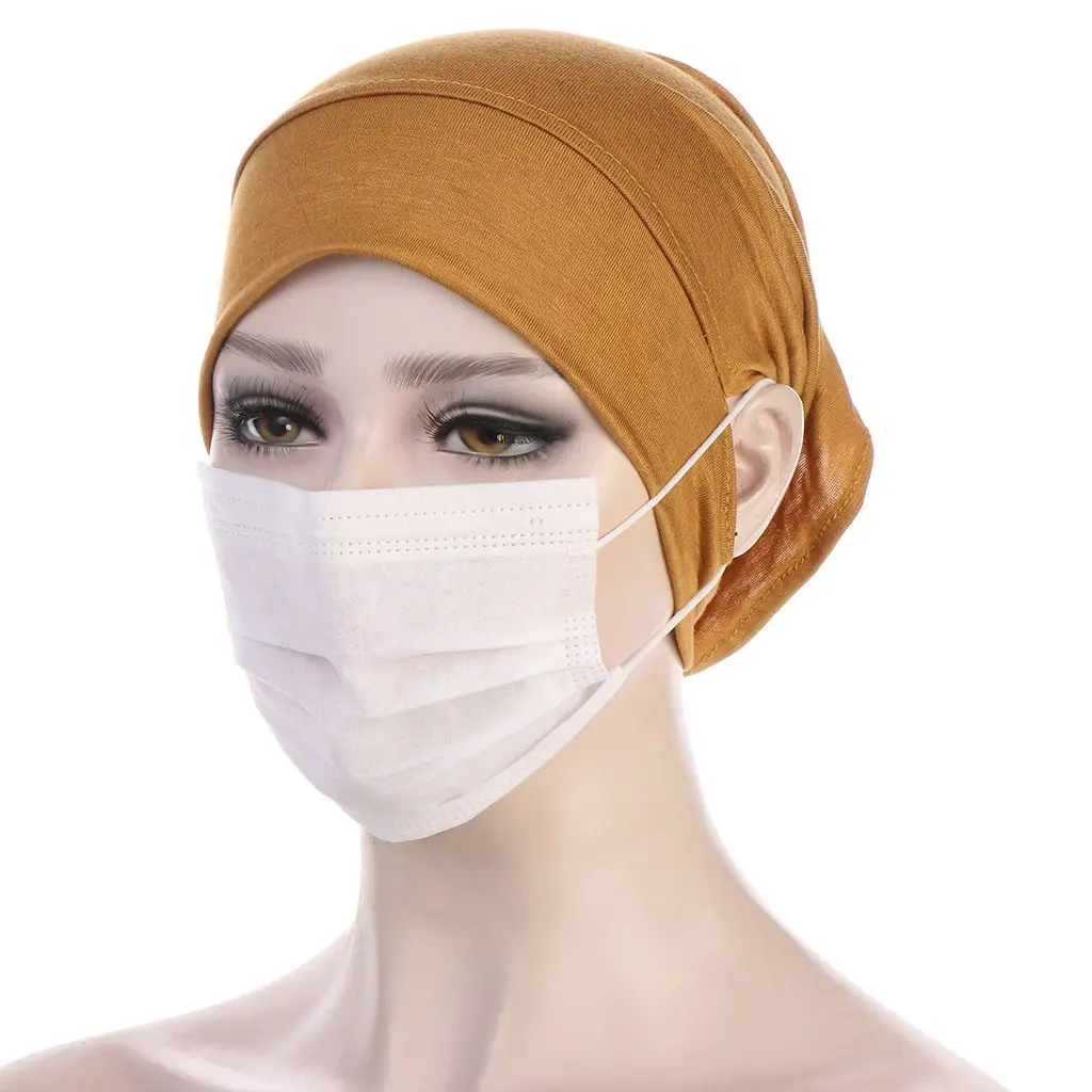 bandana hijab avec trou d'oreille pour femme, écharpe islamique, chapeau sous casquette, casquettes monochromes, accessoires prêts à l'emploi, document