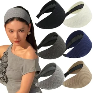 Nouveau doux large tricot coton bandeaux pour femmes filles coréen neutre solide Turban avec dents bandeau chapeaux accessoires