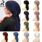 Bandeau de styliste pour femmes, solide, musulman, extensible, intérieur, Hijab, mode, Turban en Polyester, chapeaux pour dames, couvre-cheveux, foulard RIMAIRE