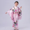 peignoir kimono japonais pour enfants asiatiques, robe de style japonais, robe d'entrée de paon, obi vintage haori cosplay costume