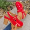 sandales à talons super hauts pour femmes, bout rond, chaussures d'été à talons épais, confortables, bout fermé, chaussures sophistiquées pour femmes, 2025