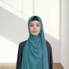 Écharpe de luxe de style ethnique de couleur unie, longue bandana, chaîne de perles, écharpe hijab fine pour femme