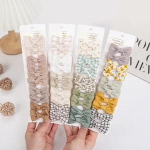 10 pièces/ensemble Mini pinces à cheveux bébé filles mignon Froal imprimé Plaid nœuds à cheveux à carreaux vichy épingles à cheveux coréen sécurité enfants chapeaux