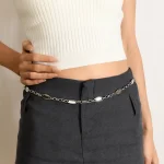 Chaîne de taille vintage en métal couleur argent – Accessoire de mode minimaliste hip hop pour femme