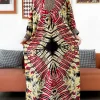 2025 à manches longues brodé col en v coton femmes ample abaya boho robe maxi décontracté robe de mode robes africaines