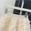 jupe courte tridimensionnelle à fleurs de roses pour femmes, couleur unie, douce, taille haute, élégante, 2025