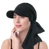 couleur unie mode musulman hijab turban chapeau pour femmes visière casquette de baseball chapeaux de soleil foulard écharpe bord femme foulards bandanas