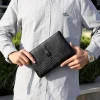 pochette de jour en cuir pu souple pour homme, sac à main de téléphone, enveloppe de luxe, affaires décontractées, mode masculine, haute qualité