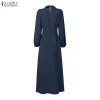 zanzea mode robe musulmane abaya femmes longue lanterne manches plissée robe d'été ceinturée robe femme travail robes 2025 robes d'automne