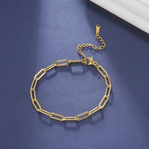 Bracelet en acier inoxydable pour femmes, chaîne en trombone, bijoux minimalistes, cadeau pour ami, accessoires simples à la mode