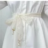 ceinture de perles blanches pour femmes, ceinture bohème polyvalente, ceinture de mode élégante, décoration de chemise habillée