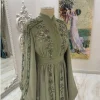 florettarobe caftan marocain robe de soirée musulmane a ligne manches longues en mousseline de soie applique dubaï arabe abaya islamique personnalisé