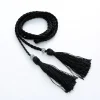 160cm femmes taille ceinture corde style chinois tressé tissé gland mince ceinture femme noeud ceinture décontracté couleur unie noir ceintures