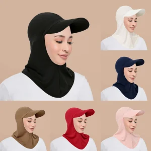 Mode musulmane couverture complète Bonnet Hijab avec visière prêt à porter visière modeste sous-écharpe Bonnet couleur unie Turban casquette Mode musulmane couverture complète Bonnet Hijab avec visière prêt à porter visière modeste sous-écharpe Bonnet couleur unie Turban casquette