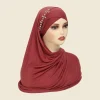 Écharpe hijabs instantanée avec jersey croisé pour femme musulmane, bonnet, sous Écharpe, bonnets intérieurs en diamant, enveloppe de sauna, amira, 1 pièce