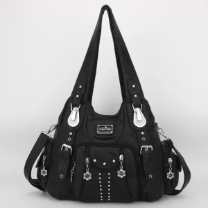 Sac à main en PU de grande capacité pour femmes, sacs à main, sac à main, noir, vintage, initié, mode, cartable, femme