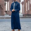 2026 mode musulmane abayas pour hommes eid moyen orient arabe caftan brodé col montant hommes jubba thobe islam robe longue décontractée