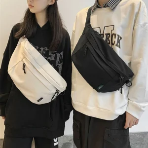 Nouveau sac à main grande capacité sac à bandoulière en Nylon ceinture pochette voyage sac de hanche décontracté couleur unie sacs de poitrine Couple jeune étudiant