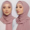 hijabs en mousseline de soie avec casquettes intérieures assorties pour femmes musulmanes, écharpe de sauna, châle, sous écharpe, casquettes en jersey