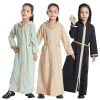 Filles à capuche ouvert Abaya printemps été noir Djellaba décontracté robe à capuche enfants musulmans islamique Ramadan arabe Kimono Caftan robes