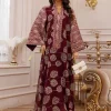abaya musulmane de dubaï pour femmes, tissu rouge islamique élégant avec broderie dorée complexe pour moyen orient, arabie saoudite, qatar, nouvelle collection