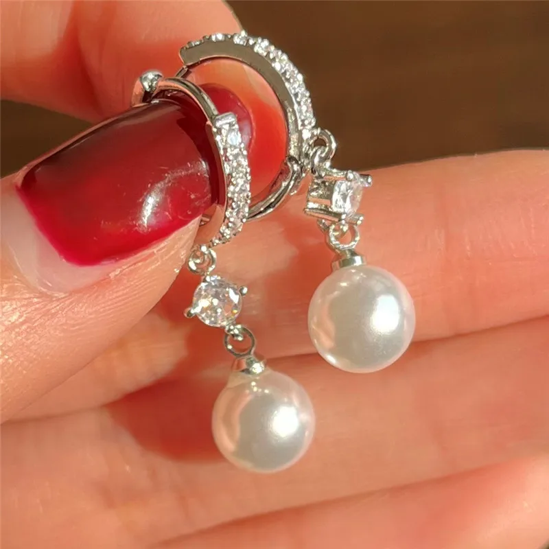 boucles d'oreilles suspendues en perles pour femmes, accessoires de mariage simples et classiques, vente en gros de bijoux