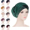 Coiffe en velours pour femmes musulmanes, foulard rond, chapeau Hijab, turban africain, bonnet, perte de cheveux, chimio, ample, bonnets baggy, accessoires pour cheveux