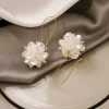 boucles d'oreilles boule de pétale de perle pour femmes, tendance, longues boucles d'oreilles boule de fleur, boucle d'oreille géométrique, bijoux cadeaux de fête et de vacances