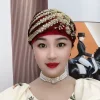 foulard de tête en dentelle turban chapeaux strass cravate élastique hijab été mince foulard turban chapeau fleur islamique sous écharpe femmes