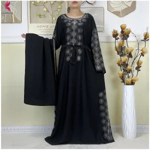 Abaya musulmane de dubaï pour femmes, robe islamique de haute qualité, turquie, vêtements pour femmes, manches longues, ample, africaine, avec écharpe, nouvelle collection 2025