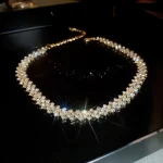 Collier Ras du Cou en Strass Brillants pour Femme, Bijoux de Luxe en Clip Géométrique Personnalisé, Cadeaux de ixde Mariage