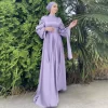 2025 new muslim purple abayas solid color long sleeves summer winter dresses ramadan dance party islamic clothing fashion dresse
