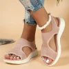 chaussures pour femmes 2025 été confortable sandales de sport décontractées femmes plage sandales compensées femmes maille tricoté sandales romaines