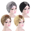 turban indien pour femmes musulmanes, bonnet hijab perlé brillant, bonnet chimio contre le cancer, perte de cheveux, écharpe de sauna, bonnets à la mode, nouveau