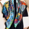 marque de luxe carré foulard en soie femmes satin imprimé hijab foulards musulman paréo bandana femme châle enveloppement bandeau foulard 90*90 cm