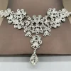 ensemble de bijoux en strass exagéré à la mode, boucles d'oreilles brillantes et exquises, ensemble de colliers de luxe en cristal pour femmes, bijoux de fête