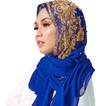 Premium mousseline de soie Hijabs écharpe miroitant or paillettes perles Hijab pour femme musulmane foulard châle enveloppement léger